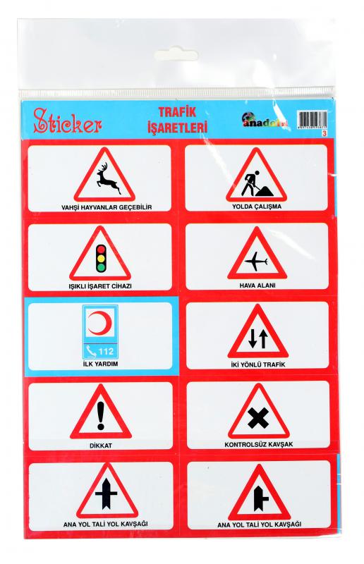 Trafik İşaretleri Sticker 8 Ayrı Tabaka