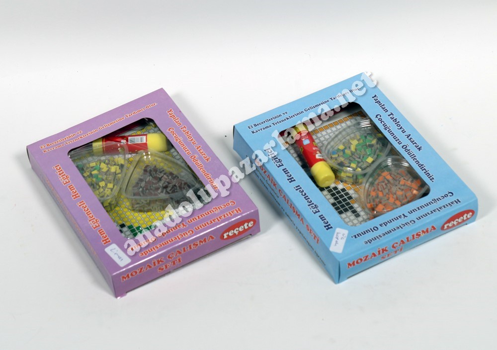 Toptan Mozaik Çalışması Resim Yapıştırıcı ve Mukavva Taşlar 