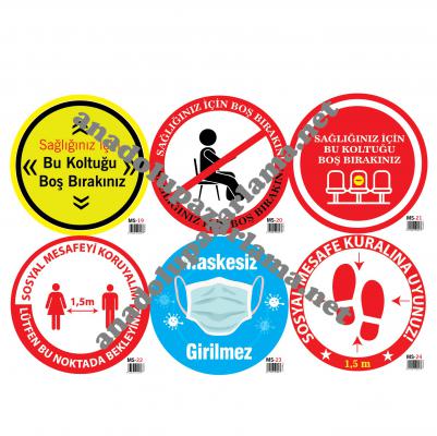 Sosyal Mesafe Sticker - Çıkartma - Etiket Çeşitleri Toptan