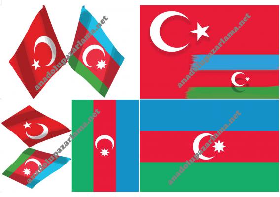 Azerbaycan Bayrağı,Çıkartma, Etiket Sticker 20X30